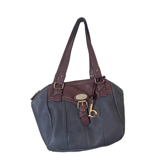 B.O.C. BORN CONCEPT WOMANS USED SHOULDER BAG FAUX LEATHER Plum / GRAY - Picture 1 of 7